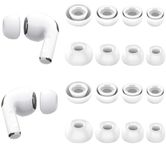 8 Sets Ear Tips Replacement for AirPods Pro 2nd / 1st Generation, with Noise Reduction Hole, Extra Small/Small/Medium/Large 4 Size Slicone Eartips Ear Cap 8 Pairs, White