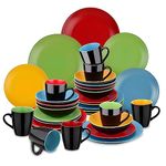 vancasso Allegro Matte Dinnerware Set - 32 Pieces Dinner Set Multicolored Stoneware Crockery with 10.7 inch Dinner Plate 8 inch Dessert Plate 7 inch Bowl and 14 oz Mug, Service for 8