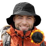 Comhats Waterproof Winter Bucket Hats for Men Women Warm Fleece Lined Rain Hats for Walking Hiking Fishing Outdoor Cold Weather Hats Windproof L - XL Black