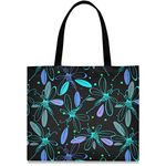 visesunny Women's Large Canvas Tote Shoulder Bag Pretty Dragonfly Top Storage Handle Shopping Bag Casual Reusable Tote Bag for Beach,Travel,Groceries,Books