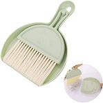 cobee Small Dustpan and Brush Set, Mini Dust Pan with Broom Set Hand Dustpan Portable Table Top Brush Table Crumb Sweeper Broom with Soft Bristles for Desk, Home, Kitchen Necessities(Green)