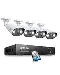ZOSI 4K PoE CCTV Camera System with Person Vehicle Detection, 8 Port 16CH H.265+ NVR and 4pcs 8MP Outdoor Indoor PoE IP Cameras, 2-Way Audio, Color Night Vision, 2TB Hard Drive for 24/7 Recording
