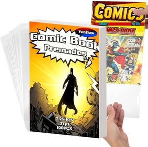 100 Pack Comic Book Bags and Boards Set 7.25x10.5 Inch Self-Sealing Comic Bags and Boards with Archival Boards for Long-Term Storage & Protection