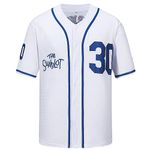 Aolapo 90s Outfit for Men,Sandlot 30 Jersey Rodriguez 30 Squints 5 Yeah-Yeah 11 Short Sleeve Baseball Jerseys for Men Women, 30 White Blue, Large
