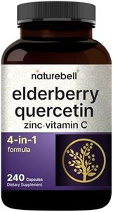 NatureBell Sambucus Elderberry Capsules, 5000mg Per Serving with Quercetin 500mg, Vitamin C and Zinc, 240 Count | European Black Elderberry Fruit Extract – 4 in 1 Immune Support Supplements