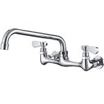 Kitchen Sink Faucet Wall Mounted 8" Centers 8"Adjustabel Centers 1/2 Female Inlets 10" Swivel Spout 2-Handle Utility Commercial Sink NSF No Lead Faucet Polish Chrome Mixer Tap by Homevacious