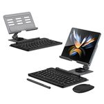 Galaxy Z Fold 4/Fold 3 Wireless Keyboard and Mouse Set with Touch Pen + Rotat Stander for Samsung Galaxy Z Fold 4/Fold 3 Bluetooth Keyboard + Mouse+Pencil + Phone Bracket (Grey)