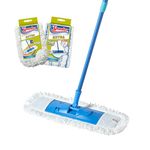 Spontex Extra Flat Mop | Versatile Microfibre Mop for Wet & Dry Mop | Adjustable Length (80-140cm) | Cleans Laminate, Wood & Tile Flooring | 2 x Mop Heads Refills