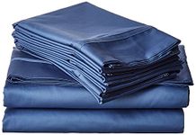 Tribeca Living 6-Piece 500 Thread Count Egyptian Cotton Sateen Deep Pocket Sheet Set, King, Midnight Blue