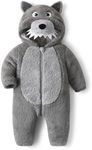 Eadrioss Baby Wolf Costume for Toddler Girl Boy Halloween Costumes Fuzzy Warm Fall Winter Clothes Halloween Wolfs Outfit (Deep Grey, 66)