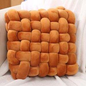 Awcvire Knot Throw Pillow Home Decoration Cushion, Home Office Sofa Room Decor Yard for Boys Girls, Multicolor Selection Square Decorative Plush Cushion (S-13, Caramel)