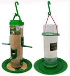 Amijivdaya Large Bird and Water Feeder Combo (Green, Transparent)