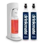 Drinkmate OmniFizz Sparkling Water and Soda Maker, Carbonates Any Drink Not Just Water, Fizzy Drink Maker, Water Carbonator, Sparkling Water Machine, x2 CO2 Cylinders Included, Classic White