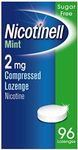 Nicotinell Nicotine Lozenge, Quit Smoking Aid, Sugar Free Mint Flavour, 2 mg, 96 Pieces