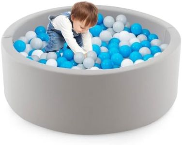 BABY JOY Foam Ball Pit for Kids, Soft Round Ball Pool Playpen Fence with 200 Ocean Balls & Storage Bag, 90cm x 30cm Children Activity Center Play Area Babyroom Decoration, White & Blue Balls