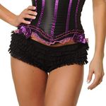 Sexy Boy Short Panties for Women with Ruffles and Bow-Black-Medium-Large