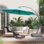 LAUSAINT HOME Outdoor Patio Umbrella with Base included, 11 FT Deluxe Curvy Cantilever Umbrella Heavy Duty Offset Hanging Umbrella with 360° Rotation for Market, Pool, Garden, Backyard, Deck (Turquoise Blue)