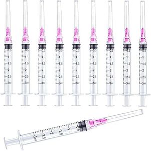 100 Pack 3ml 3cc Plastic Luer Lock Syringe with 18Gauge and Cap, Individually Sealed Wrapped, for Scientific Labs, Measuring Liquid, Refilling or Dispensing