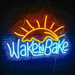 WLHOPE Wake in Bake Neon Signs Yellow Blue LED Neon Signs for Wall Decor, USB Fried Eggs Neon Light Letter Bakeing Neon Sign for Bedroom Home Kitchen Cake Baking Shops Cafes Birthday Party