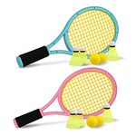 Kid Tennis Racket with Bag,Plastic Racquet Include 4 Foam Ball,6 Badminton shuttlecocks for Children (Over 3 Years Old),Toddler Outdoor/Indoor Sport Play