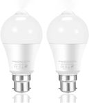 Boxlood PIR Motion Sensor Light Bulb, B22 Bayonet, 100W Equivalent, 3000K Warm White, Security Lighting for Front Door, Hallway, Basement(2 Pack)