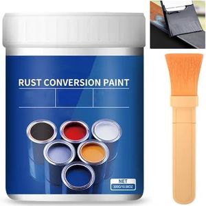 Weatherproof Rust Converter Paint for Metal, 2-In-1 Rust Remover Conversion Agent Primer, Water-Based Metallic Paint for Automotive, Stainless Steel, Long-Term Protection (Grey)