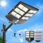 Ofuray 800W Solar Street Lights Outdoor, 60000LM Commercial Solar Parking Lot Lights Dusk to Dawn,6500k IP67 Waterproof Solar Flood Security Light with Motion Sensor & Remote,for Yard, Garage, Street