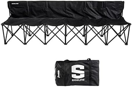 Franklin Sports Sideline Team Bench - Folding 6 Person Bench for Seating - Soccer + Sport Team Collapsible 6 Chair Bench for Kids + Adults - 6 Seat Bench Black