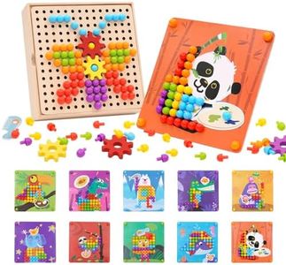 Gioco Chiodini per Bambini con 180 Perline e 10 Carte, Apprendimento Mosaico Unghie Giocattolo, Giocattoli Educativi Montessori, Regali Giocattolo per L'apprendimento Precoce per Bambini 2 3 4 Anni