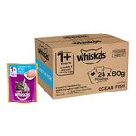 Whiskas Adult (+1 Year) Wet Cat Food, Ocean Fish, 24 Pouches (24 X 80G), 1 Count