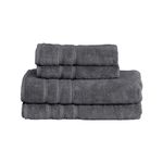 MOSOBAM 700 GSM Luxury Bamboo 4pc Large Oversized Bathroom Set, Charcoal Grey, 2 Bath Towels 30X58 2 Hand Towels 16X30, Bulk Clearance Prime Turkish Shower Towel Sets, Quick Dry, Dark Gray