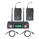 MX UHF Dual Wireless Guitar System – 2 Transmitters & 1 Receiver, 100 Channels Each, Digital Display, Bodypack Transmitters, Ideal for Guitar & Bass Players, Noise-Free Audio
