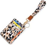 COCO ROSSI Slim Front Pocket Wallet RFID ID Card Holder Cute Small Wallet with Keychian for Women, Z Leopard+lanyard, Card Holder+Lanyard, Casual,minimalist,modern