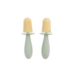 ezpz Tiny Pops (2-Pack) - Popsicle Molds for Infants Frozen Milk/Smoothies - Food Grade Silicone + Nylon - Easy for Baby’s Grasp - Sensory Bumps - Designed by Pediatric Specialist - 4 Months+ (Sage)