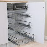 KuKoo 4 x Kitchen Pull Out Soft Close Heavy Duty Baskets, 600mm Wide Cabinet, Slide Out Wire Storage Drawers, Pull-Out Organiser Metal