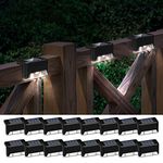 Otdair Solar Deck Lights, 16 Solar Step Lights Waterproof LED Solar Stair Lights, Outdoor Solar Fence Lights for Deck, Stairs, Step, Yard, Patio, and Pathway (White), Black