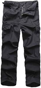 BACKBONE Boys Girls Kids Combat Army Ranger Camping Outdoor camo Cargo Pants Trousers, Black, Medium