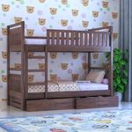 Ganpati Arts Solid Sheesham Wood Swift Bunk Bed Twin Over Bed with Ladder Wooden Bunk Bed with 2 Drawer Storage for Bedroom Living Room Home (Walnut Finish)