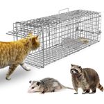 Waltzer India Cat Trap Cat Cage Pinjra Billi Ka Jal Jungli Billi ka Pinjra | Live Animal Trap Steel cat cage - Silver Color Size 31" x 11.5" x 12"