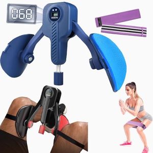 ARJEOU Thigh Master Inner Thigh Exerciser 0-110 lbs Adjustable Resistance, Thigh Trainer Pro Kegel Trainer with Leg Straps, Women Men Pelvic Floor Exerciser Hip Trainer Thigh Toner (Blue)