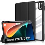 DUZZONA Case for Xiaomi Pad 5/Mi Pad 5 Pro 11-inch 2021,Fashionable Smart Trifold Stand Cover, PU Leather Clear Transparent Back Cover for Xiao Mi Pad 5 with Magnetic Closure,Black