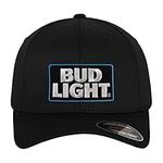 Bud Light Officially Licensed Logo Patch Flexfit Cap (Black), Large/X-Large