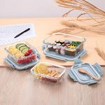 The Better Home Borosilicate Glass Lunch Box Set Of 3 (1040ml, 680ml, 410ml) Tiffin Box For Office For Men Women | Lunch Box For Office Men Women | Microwave Safe Leak Proof Airtight Lunch Box| Blue