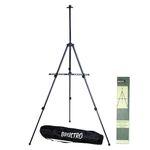 BRUSTRO Artists Lightweight Metal Easel | Holds Canvas from 6" to 32" | Portable, Multifunctional, Foldable, Ideal for Painting Display, Field & Tabletop with Weatherproof Carry Bag