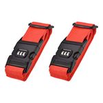 uxcell Luggage Straps Suitcase Belts with Buckle, Combination Lock, 2Mx5cm Adjustable PP Travel Packing Accessories, Red 2Pcs