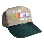 Drive Fast Eat Ass Hat Snapback Trucker Hat for Men or Women, Vintage Fit with Funny Novelty Graphic, Custom Mesh Hat, Green/Beige, Medium-X-Large