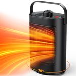Space Heater, 70° Oscillating 1500W 𝐅𝐚𝐧 𝐇𝐞𝐚𝐭𝐞𝐫 PTC Ceramic Heater with 3 Heat Settings - 𝐄𝐧𝐞𝐫𝐠𝐲-𝐒𝐚𝐯𝐢𝐧𝐠, Quiet, Fan Heater for home (black) (black-A)