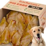 FETCHERONI Whole Pig Ears for Labrador Retriever Dogs Large - 25 Pack Long Lasting Dog Chews – Dog Treats One Ingredient Delicious All Natural Flavor – Easy to Digest Dog Treats for Large Dog