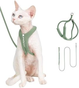 BuddyArmor Cat Harness and Leash Set, Escape Proof Y Shape Cat Harness Adjustable Anti-Choke Soft Padded Vest Harness Hands Free Cat Rope Leash and Harness Set for Kitten Cats≤22lbs (Olive, S)