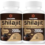 Lumarejebo Shilajit Capsules 2000mg, Pure High Strength Himalaya Shilajit with Ashwagandha, 60% Fulvic Acid and 85+ Minerals, Vegan, 60 Count (Pack of 2)